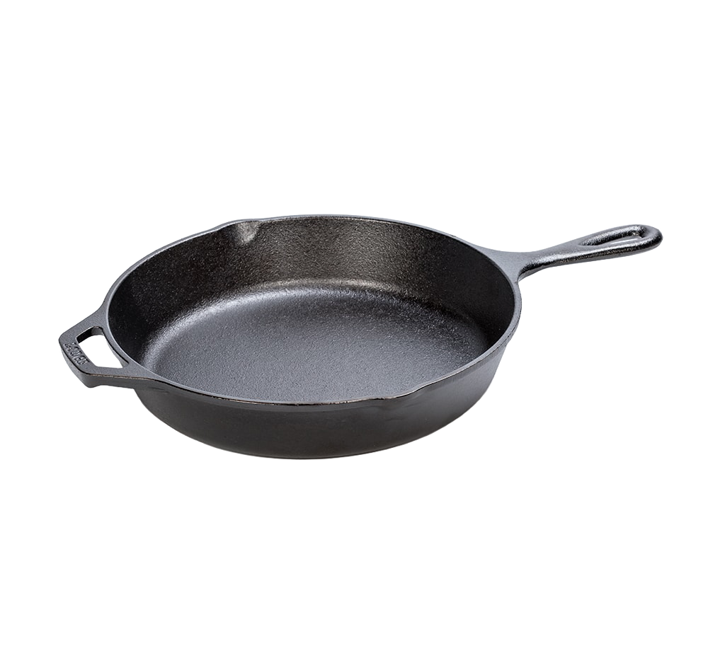 Handcrafted cast iron skillet with a smooth cooking surface and dual handles, designed for versatile use in Kitchen & Food, Cookware, Cast Iron, Pots and Pans, and Best Sellers collections.