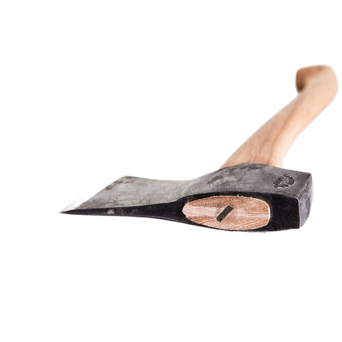 Handcrafted small forest axe with a tempered Swedish steel blade and curved wooden handle, designed for efficient wood cutting in Farm, Garden & Tool and Knives & Axes collections.