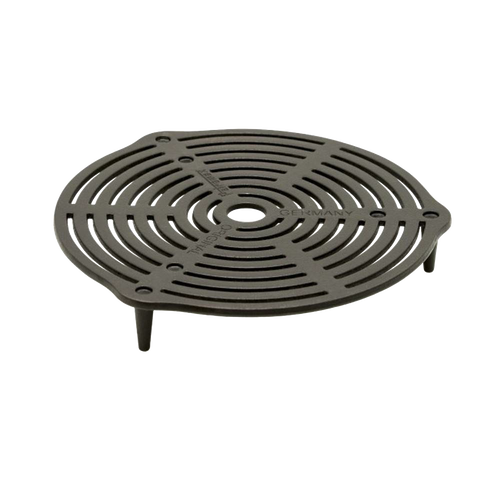 Round cast iron stack grate with raised legs for multi-level cooking in Dutch ovens, ensuring even heat distribution, featured in Farm, Garden & Tool, Kitchen & Food, Camping, and Cast Iron collections.