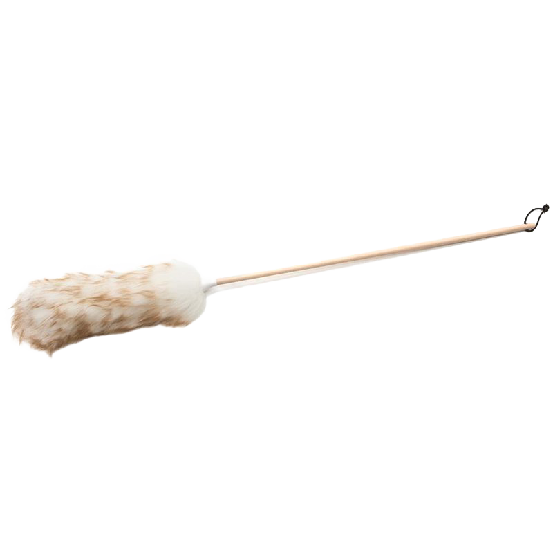 Handcrafted lamb's wool duster featuring soft natural fibers and a smooth wooden handle, designed for delicate dusting in home and decor, household cleaning, and USA made collections.