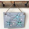 Handcrafted hanging plaque with blue and white starfish accents featuring an uplifting Bible verse from Psalm, made in USA, perfect for Home & Decor and Best Sellers collections.