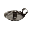 Handcrafted tin candle holder with crimped edges and a finger loop, made in the USA, perfect for lamps and lighting, candles and candlemaking, and candleholders collections.