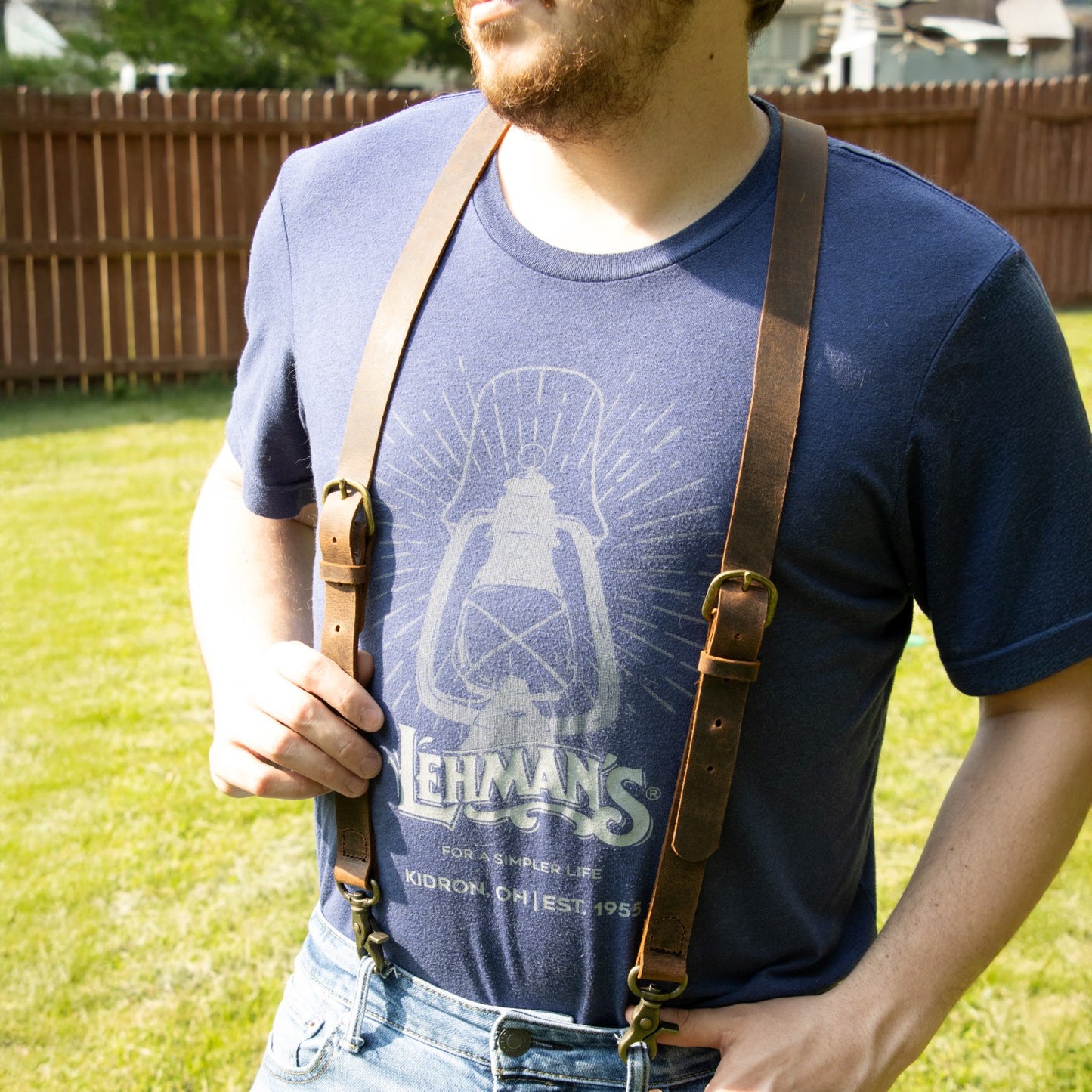 Amish-Made Leather Suspenders with Trigger Snaps