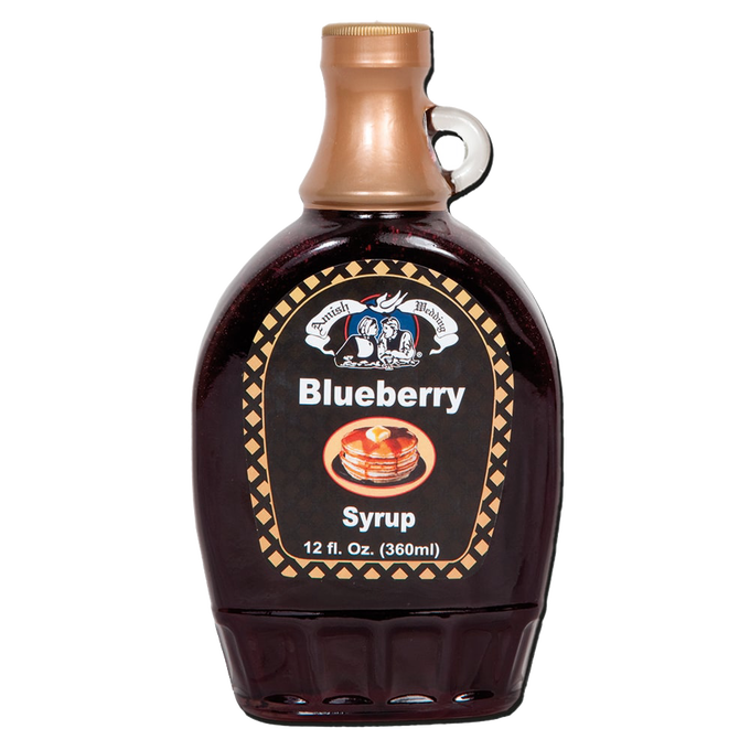 12 fl. oz. glass bottle of handcrafted blueberry syrup with vintage-inspired label, made in USA, perfect for Kitchen & Food, Pantry, Best Sellers, and USA Made collections.