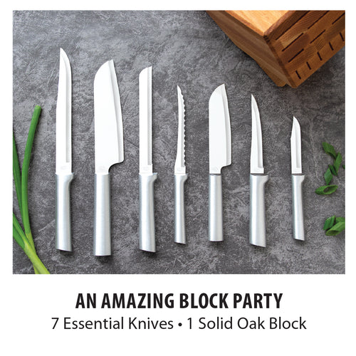Rada Essential Oak Block Knife Set with Aluminum Handles