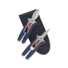 Compact mini pruner set with blue handles, including straight and curved blades, accompanied by a black canvas case, ideal for Farm, Garden & Tool and Lawncare collections.