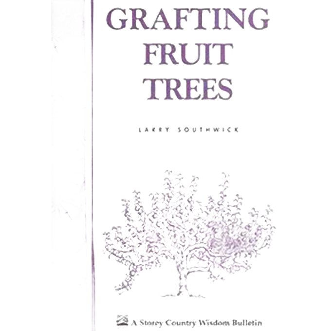 Cover of gardening guidebook titled "Grafting Fruit Trees" with vintage illustration of a fruit tree, promoting home and garden skills in books and how-to collections.