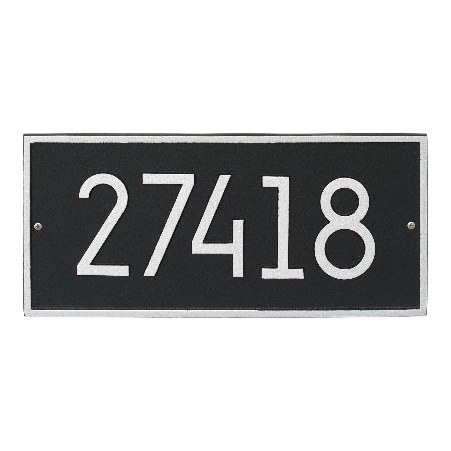 Handcrafted black and silver custom modern wall address plaque with white numerals, made in USA, enhancing curb appeal in Home & Decor, Household Helpers, and Mailboxes collections.