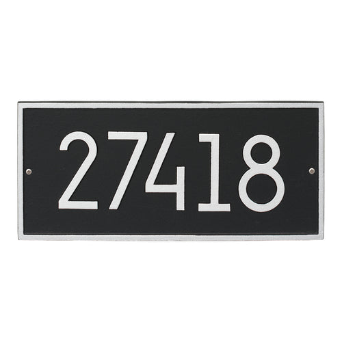 Handcrafted black and silver custom modern wall address plaque with white numerals, made in USA, enhancing curb appeal in Home & Decor, Household Helpers, and Mailboxes collections.