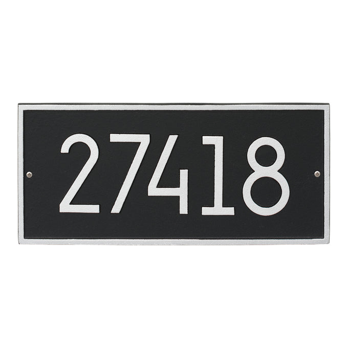 Handcrafted black and silver custom modern wall address plaque with white numerals, made in USA, enhancing curb appeal in Home & Decor, Household Helpers, and Mailboxes collections.