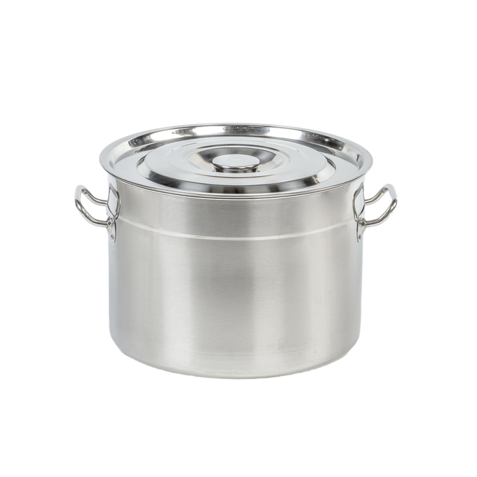 Polished stainless steel 20-quart canner and stockpot with lid and side handles, designed for water bath canning, food preservation, and multi-purpose kitchen use in best sellers and pots collections.