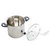 Stainless steel stovetop popcorn popper with black handles and clear glass lid featuring a stirring arm, designed for easy fresh popcorn making, ideal for kitchen cookware collections.