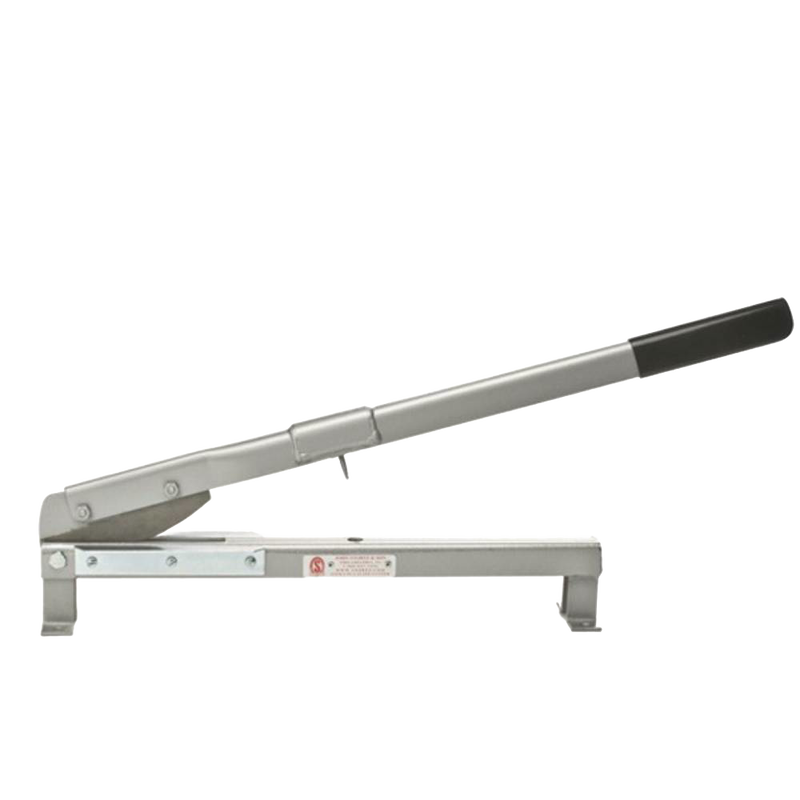 Hand-operated slate cutter with a long metal lever and rubber grip, designed for precise roofing cuts, handcrafted and made in the USA, featured in Farm, Garden & Tool and Hand Tools collections.
