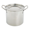 Polished 12-quart stainless steel stockpot with tight-fitting lid and sturdy handles, designed for versatile kitchen use, featured in Cookware, Pots and Pans, and Best Sellers collections.