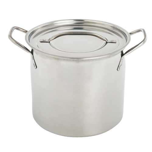 Polished 12-quart stainless steel stockpot with tight-fitting lid and sturdy handles, designed for versatile kitchen use, featured in Cookware, Pots and Pans, and Best Sellers collections.