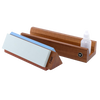 Handcrafted Wusthof Tri-Stone Sharpener with three 7" water stones in fine, medium, and coarse grits, mounted on a wooden base with accompanying water bottle, ideal for Kitchen & Food, Knives & Axes, Sharpening, and Best Sellers collections.
