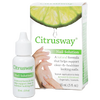 Small white bottle of natural nail treatment with matching box featuring a lime slice and hands, promoting healthier nails in Health & Wellness and USA Made collections.