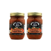 Two handcrafted jars of kettle-cooked peach salsa with thick, chunky texture, made in USA, ideal for Kitchen & Food, Pantry, Snacks and Sweets, USA Made, and Best Sellers collections.
