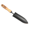 Forged transplant trowel with narrow hammered steel blade and smooth wooden handle featuring maker’s mark, ideal for precise planting tasks in Farm, Garden & Tool and Digging and Cultivating collections.