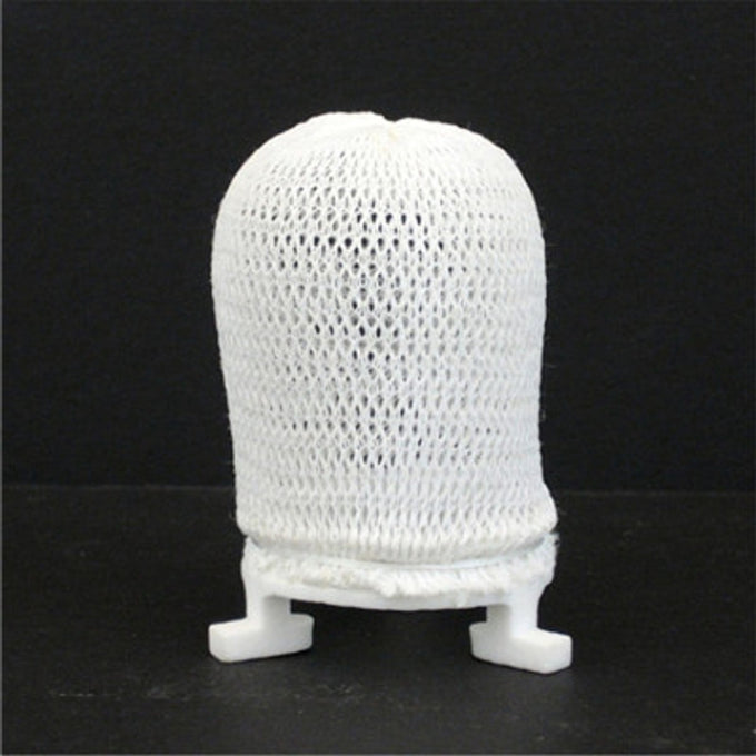 White replacement mantle for gas lights featuring a fine mesh fabric construction, designed for lamps and lighting, gas light parts, and wicks and mantles collections.