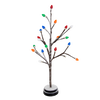 Lighted holiday tree with snow-dusted branches and colorful bulb caps on a round base, battery operated and perfect for Home & Decor, Holiday Decor, Best Sellers, Promo Eligible collections.