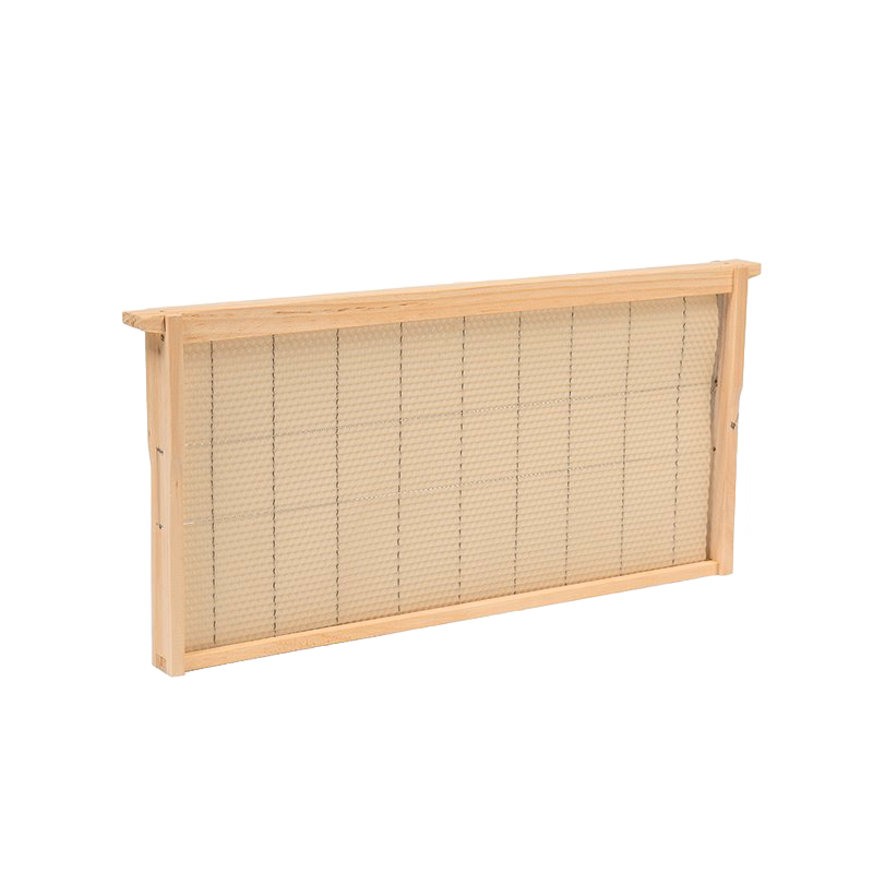 Handcrafted Amish-made deep wooden bee frame with wired natural beeswax foundation, designed for 5, 8, and 10-frame hives, featured in Farm, Garden & Tool and Beekeeping Supplies collections.