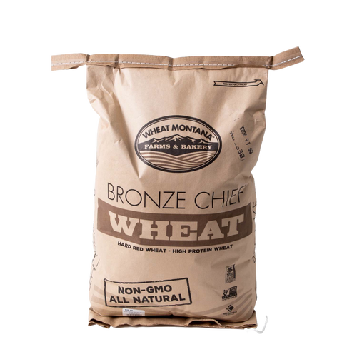 Large 25-pound kraft paper bag of Bronze Chief hard red wheat berries, non-GMO and all natural, ideal for baking and grinding, featured in Farm, Garden & Tool, Kitchen & Food, Emergency Supplies, and Bread Making collections.