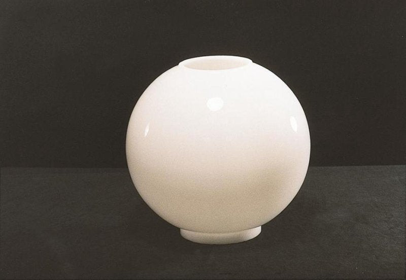 Smooth white opal glass round lamp shade with a classic ball shape, designed for oil lamps; part of Lamps & Lighting, Lamp Shades, Parts and Accessories, Best Sellers, Promo Eligible collections.