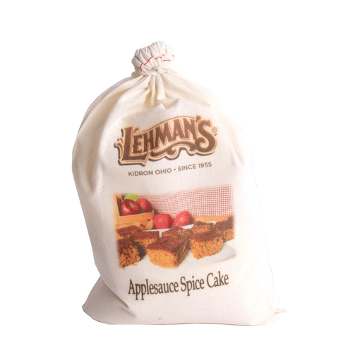 Natural fabric drawstring bag containing handcrafted applesauce spice cake mix with rustic branding, ideal for Kitchen & Food, Pantry, Dry Goods and Mixes, Best Sellers, Promo Eligible collections.