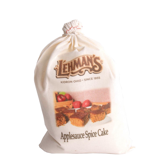 Natural fabric drawstring bag containing handcrafted applesauce spice cake mix with rustic branding, ideal for Kitchen & Food, Pantry, Dry Goods and Mixes, Best Sellers, Promo Eligible collections.