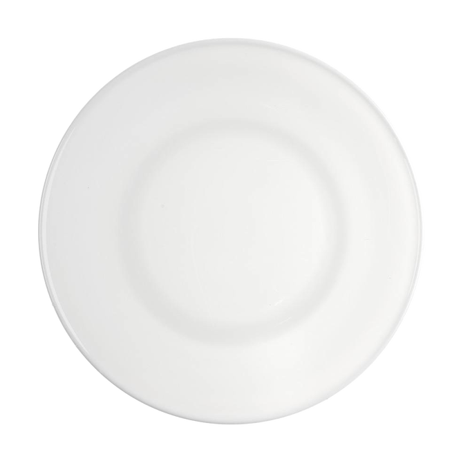 White handcrafted glass plate with a smooth, classic design, made in the USA and ideal for Kitchen & Food, Storage and Serving, and Best Sellers collections.