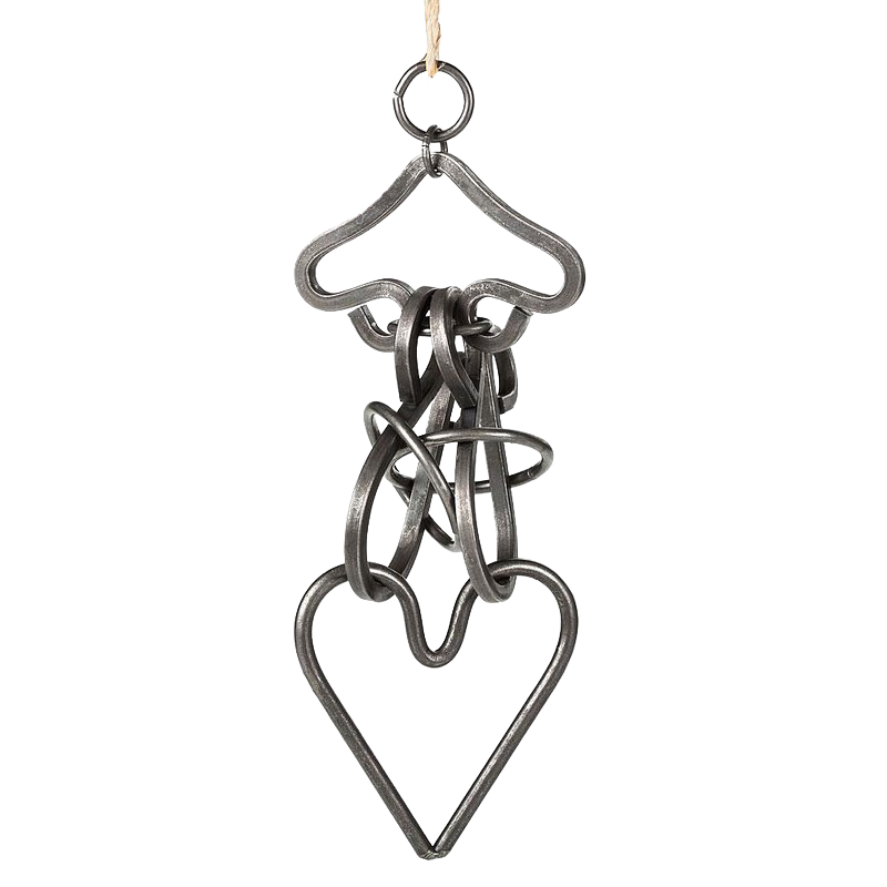 Handcrafted mild steel tavern puzzle in the shape of a heart, designed for intermediate challenge and made in USA, featured in Toys, Books & Games, Games and Puzzles, and Best Sellers collections.