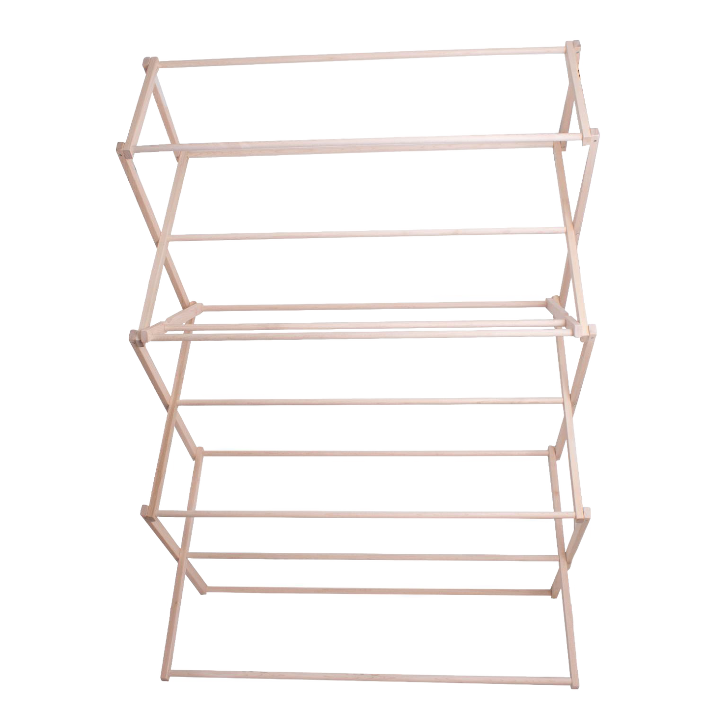 Large handcrafted wooden clothes drying rack with multiple slatted tiers and sturdy hardwood frame, Amish made in the USA, ideal for Home & Decor and Laundry Supplies collections.