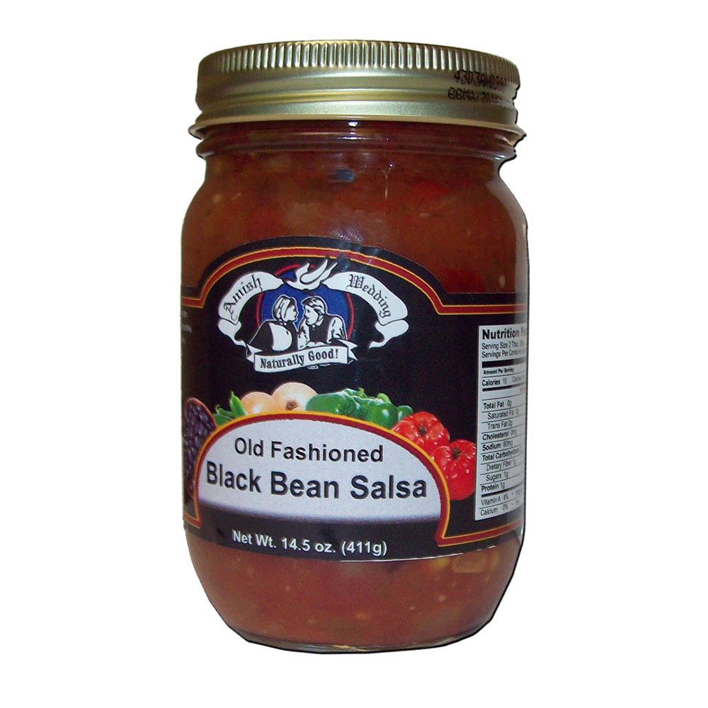 Glass jar of kettle-cooked black bean salsa with thick, chunky texture featuring natural ingredients, crafted in USA, ideal for Kitchen & Food, Snacks and Sweets, Pantry, and USA Made collections.