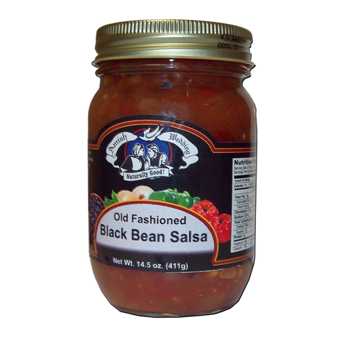 Glass jar of kettle-cooked black bean salsa with thick, chunky texture featuring natural ingredients, crafted in USA, ideal for Kitchen & Food, Snacks and Sweets, Pantry, and USA Made collections.