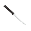 High carbon surgical stainless steel tomato slicer with scalloped blade and a smooth dark handle, handcrafted in USA, ideal for kitchen knives and food prep collections.