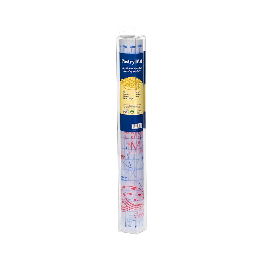 Clear rolling mat with printed guides for five crust sizes and dual measurement gridlines, designed for precise baking in Kitchen & Food, Kitchen Gadgets, and Cooking Helpers collections.