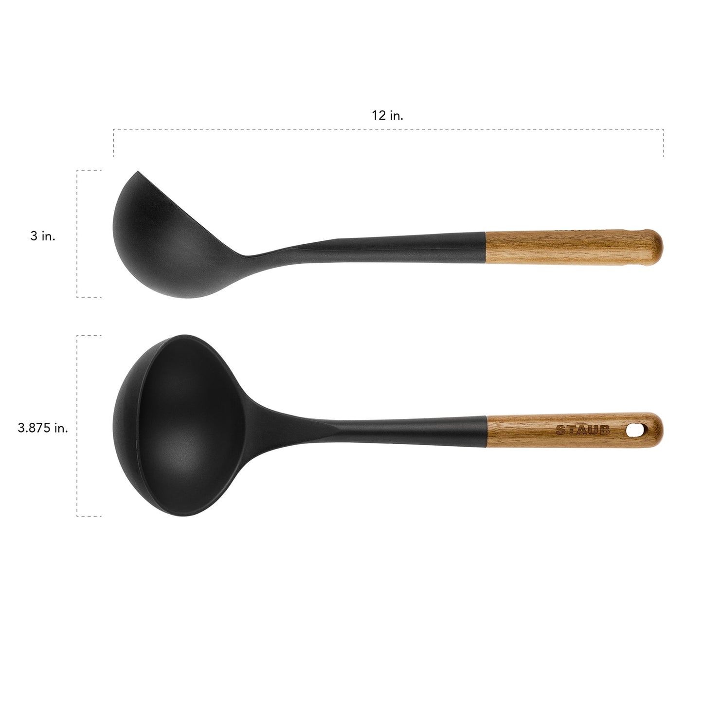 STAUB Silicone Soup Ladle with Acacia Wood Handle