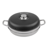 Compact camping oven with a black domed lid and stainless steel base, featuring side handles and a central knob, designed for outdoor baking and included in Camping and Best Sellers collections.