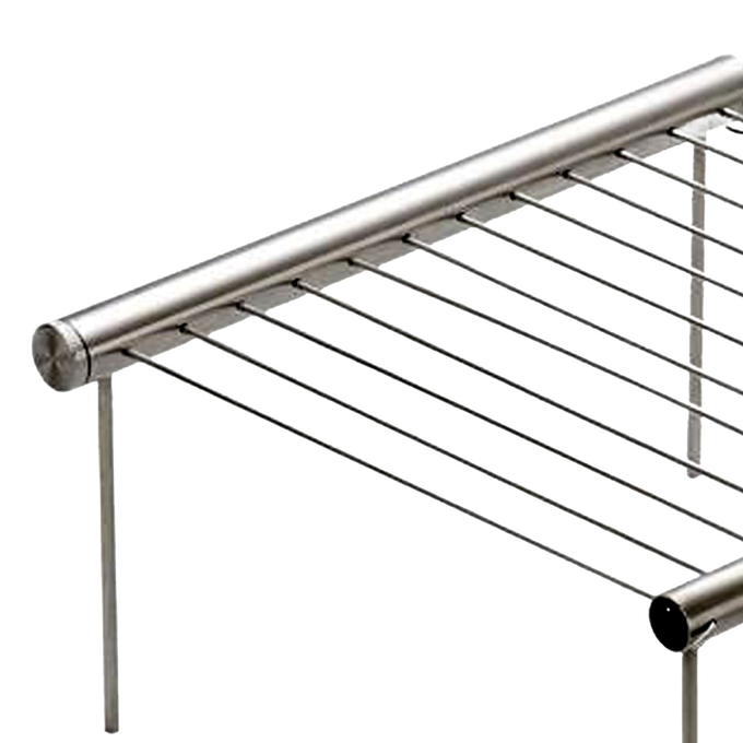 Close-up view of a stainless steel portable grill rack designed for compact outdoor cooking, ideal for camping, grilling, and included in Farm, Garden & Tool and Stoves collections.
