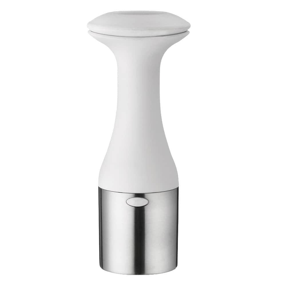 Ergonomic ice cream scoop with a white handle and stainless steel scoop, designed for Kitchen & Food and Baking Supplies collections, ideal for easy serving and stacking.