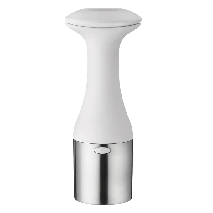 Ergonomic ice cream scoop with a white handle and stainless steel scoop, designed for Kitchen & Food and Baking Supplies collections, ideal for easy serving and stacking.