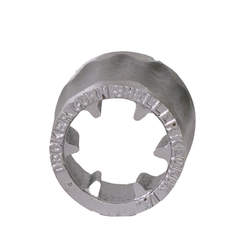 Compact metal corn sheller attachment with small teeth designed to remove kernels without damaging germ ends, handcrafted in the USA, ideal for Farm, Garden & Tool and Farm Tools collections.