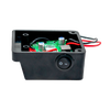 Black battery light adapter box with internal circuit board and wiring, featuring a power switch, designed for use with Milwaukee and DeWalt batteries in Lamps & Lighting, Battery, Solar, LED collections.