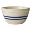 Handcrafted USA-made stoneware shoulder bowl with classic blue stripes, durable and versatile for mixing, baking, and serving, ideal for Kitchen & Food and Cookware collections.
