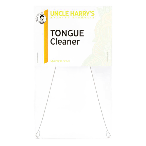 Stainless steel tongue scraper with a sleek design, promoting oral hygiene; featured in Health & Wellness, Grooming and Personal Hygiene, Best Sellers, and Promo Eligible collections.