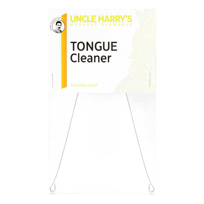 Stainless steel tongue scraper with a sleek design, promoting oral hygiene; featured in Health & Wellness, Grooming and Personal Hygiene, Best Sellers, and Promo Eligible collections.