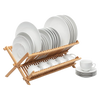 Handcrafted foldable bamboo drying rack designed to air dry plates, bowls, cups, and flatware efficiently, featured in Home & Decor, Kitchen Gadgets, and Best Sellers collections.