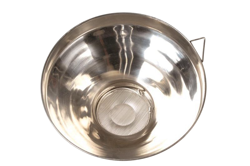 Handcrafted large milk strainer made of 304 grade stainless steel with fine mesh screen and locking handle, ideal for Farm, Garden & Tool, Animal Care, Best Sellers, and Promo Eligible collections.