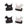 Handcrafted set of four magnetic Scottie dog toys in black and white, designed for indoor play and children's entertainment, part of USA Made and Best Sellers collections.